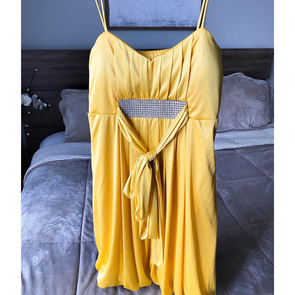 Yellow Satin Mini Dress